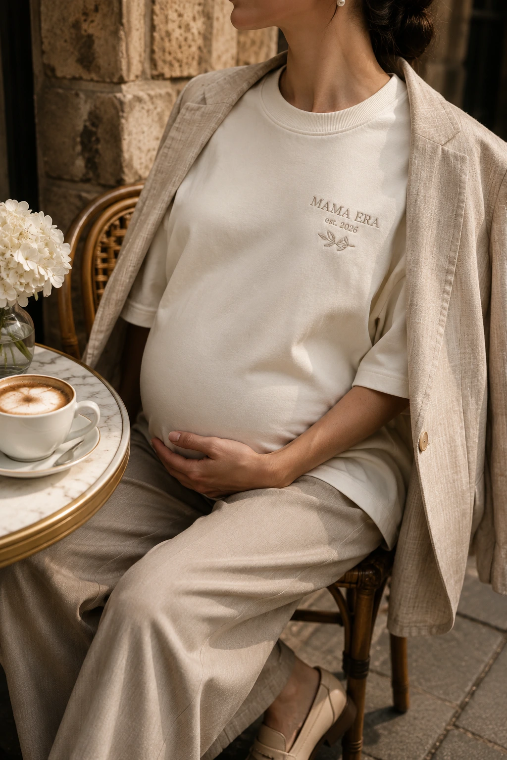 Mama Era maternity tee in Warm Ivory
