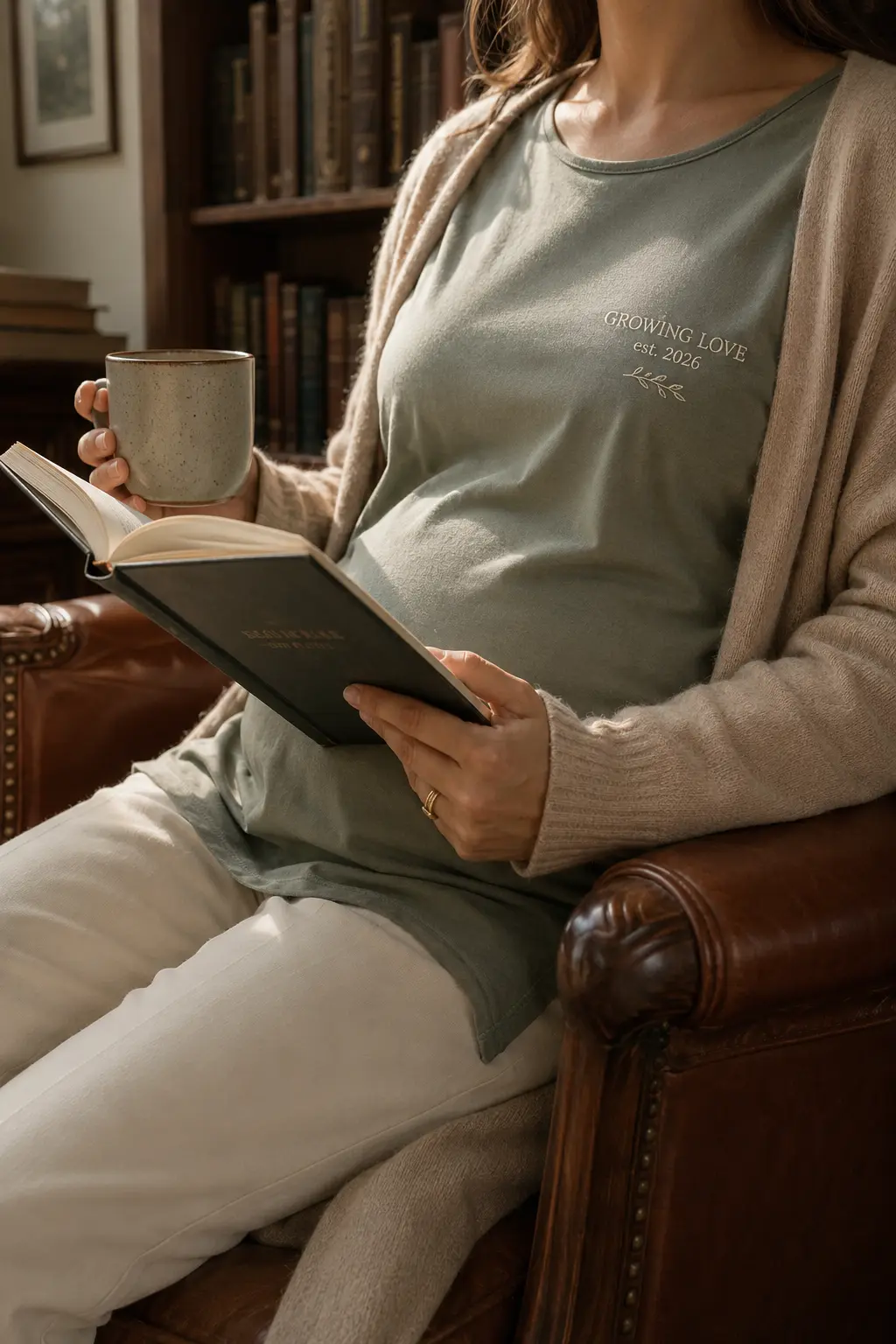 Growing Love maternity tee in Dusty Sage