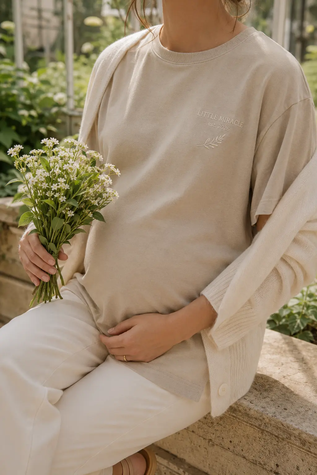 Little Miracle maternity tee in Warm Oatmeal